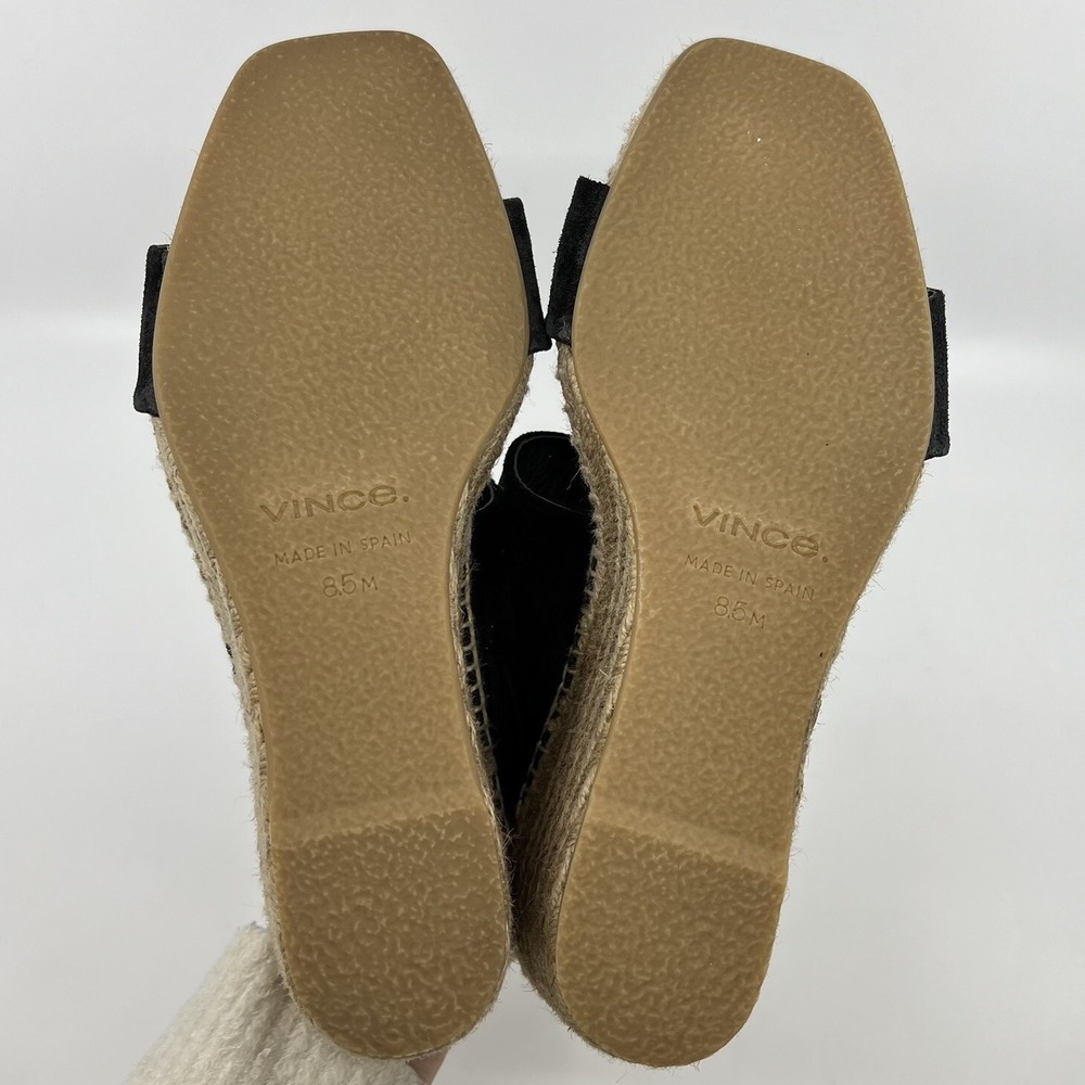 NEW Vince Garlin Black Suede Espadrille Wedge Sandals Square Toe‎ 8.5 Spain - Picture 9 of 12